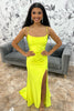 Load image into Gallery viewer, Yellow Mermaid Spaghetti Straps Long Prom Dress with Slit