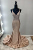 Load image into Gallery viewer, Sparkly Gold Mermaid Spaghetti Straps Long Beaded Prom Dress