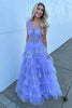 Load image into Gallery viewer, Sparkly Lilac A Line Tiered One Shoulder Long Corset Prom Dress