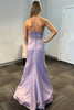 Load image into Gallery viewer, Lilac Mermaid Strapless Long Satin Prom Dress with Slit