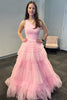 Load image into Gallery viewer, Light Pink A Line One Shoulder Tiered Long Tulle Prom Dress