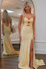 Load image into Gallery viewer, Sparkly Yellow Beaded Sweetheart Long Prom Dress with Slit