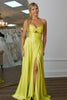 Load image into Gallery viewer, Yellow A Line Spaghetti Straps Long Prom Dress with Slit