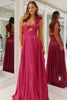 Load image into Gallery viewer, Fuchsia Metallic One Shoulder Long Prom Dress with Slit