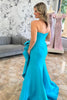 Load image into Gallery viewer, Blue Mermaid Strapless Long Satin Prom Dress