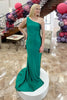 Load image into Gallery viewer, Sparkly Green Beaded Mermaid Long Satin Prom Dress with Slit