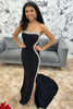 Load image into Gallery viewer, Sparkly Black Strapless Mermaid Long Beaded Prom Dress with Slit