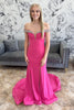 Load image into Gallery viewer, Off the Shoulder Fuchsia Sparkly Beaded Long Prom Dress with Slit