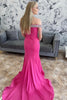 Load image into Gallery viewer, Off the Shoulder Fuchsia Sparkly Beaded Long Prom Dress with Slit