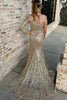 Load image into Gallery viewer, Sparkly Gold Asymmetrical Sequin Long Prom Dress with Slit