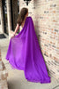 Load image into Gallery viewer, Sparkly Grape Sequin Side Cape Long Prom Jumpsuits