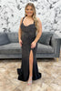 Load image into Gallery viewer, Sparkly Black Beaded Mermaid Long Prom Dress with Slit