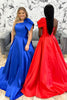 Load image into Gallery viewer, Red One Shouder A Line Satin Long Prom Dress with Bow