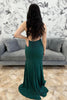 Load image into Gallery viewer, Sparkly Dark Green Beaded Backless Long Prom Dress with Slit