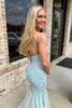 Load image into Gallery viewer, Floral Light Green V-Neck Backless Long Prom Dress