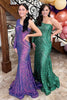 Load image into Gallery viewer, Sparkly Dark Green One Shoulder Sequin Long Prom Dress