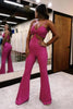 Load image into Gallery viewer, Sparkly Blak Sequin Spaghetti Strap Cut Out Long Prom Jumpsuit