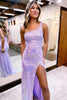 Load image into Gallery viewer, Sparkly Lilac Floral One Shoulder Long Prom Dress with Slit