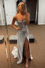 Load image into Gallery viewer, Sparkly Golden Beaded Corset Strapless Long Prom Dress with Slit