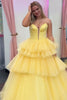 Load image into Gallery viewer, Princess Blue Corset A Line Tiered Long Prom Dress