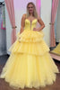 Load image into Gallery viewer, Princess Blue Corset A Line Tiered Long Prom Dress