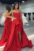 Load image into Gallery viewer, Sparkly Red Corset Beaded Bow Long Prom Dress with Slit