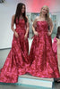 Load image into Gallery viewer, Floral Fuchsia A Line Strapless Long Prom Dress with Embroidery