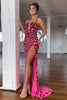 Load image into Gallery viewer, Cheetah Printed Fuchsia Corset Long Prom Dress with Slit