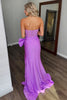 Load image into Gallery viewer, Sparkly Blue Beaded Strapless Long Corset Prom Dress with Slit