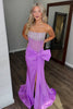 Load image into Gallery viewer, Sparkly Blue Beaded Strapless Long Corset Prom Dress with Slit