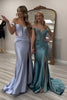 Load image into Gallery viewer, Sparkly Grey Green Off The Shoulder Long Corset Prom Dress with Slit