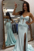 Load image into Gallery viewer, Sparkly Light Green Sweetheart Long Corset Prom Dress with Slit