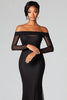 Load image into Gallery viewer, Black Off the Shoulder Mmermaid Long Formal Dress with Sleeves