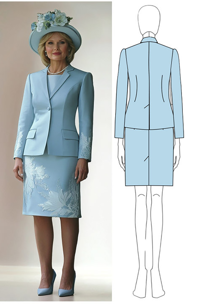 Load image into Gallery viewer, Floral Embroidered Blue Mother of the Bride Dress with Jacket