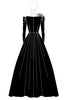 Load image into Gallery viewer, Black Satin Ball Gown Long Sleeves Long Formal Dress with Sparkly Flower