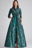 Load image into Gallery viewer, Floral Dark Green A Line Mother of the Bride Dress with 3/4 Sleeves