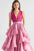 Load image into Gallery viewer, Hot Pink Ball Gown Tiered Satin Long Formal Dress