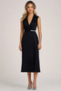 Load image into Gallery viewer, Black Chiffon V-Neck Tea Length Mother of the Bride Dress