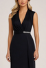 Load image into Gallery viewer, Black Chiffon V-Neck Tea Length Mother of the Bride Dress