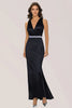 Load image into Gallery viewer, Black Satin Sheath Mother of the Bride Dress with Beaded Belt