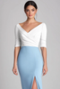 Load image into Gallery viewer, Light Blue Chiffon V-Neck Mother of the Bride Dress with Slit