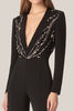 Load image into Gallery viewer, Black Sparkly Deep V-Neck Prom Jumpsuit with Pockets