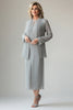 Load image into Gallery viewer, Queendancer Women Light Grey Mother of the Bride Dress with Sequin Jacket Chiffon Long Sleeves Tea Length Mother of the Groom Dress