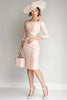 Load image into Gallery viewer, Floral Blush Lace Off the Shoulder Short Mother of the Bride Dress