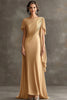 Load image into Gallery viewer, Golden Ruched Sheath Chiffon Mother of the Bride Dress