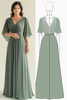 Load image into Gallery viewer, V-Neck A Line Dark Green Pleated Mother of the Bride Dress