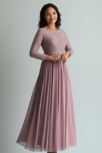 Floral Blush Round Pleated Mother of the Bride Dress