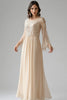 Load image into Gallery viewer, Apricot Floral A Line Mother of the Bride Dress with Long Sleeves