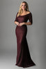 Load image into Gallery viewer, Sparkly Burgundy Off the Shoulder Sequin Mother of the Bride Dress