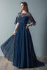 Load image into Gallery viewer, Sparkly Navy Illusion A Line Mother of the Bride Dress